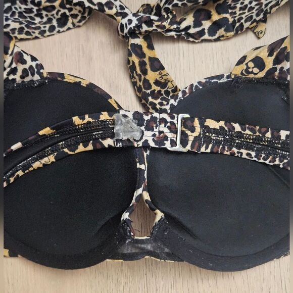 VICTORIA'S SECRET SWIM CHEETAH SKULL Y2K RETRO BOMBSHELL BIKINI 2 PIECE SWIMSUIT - Picture 3 of 11